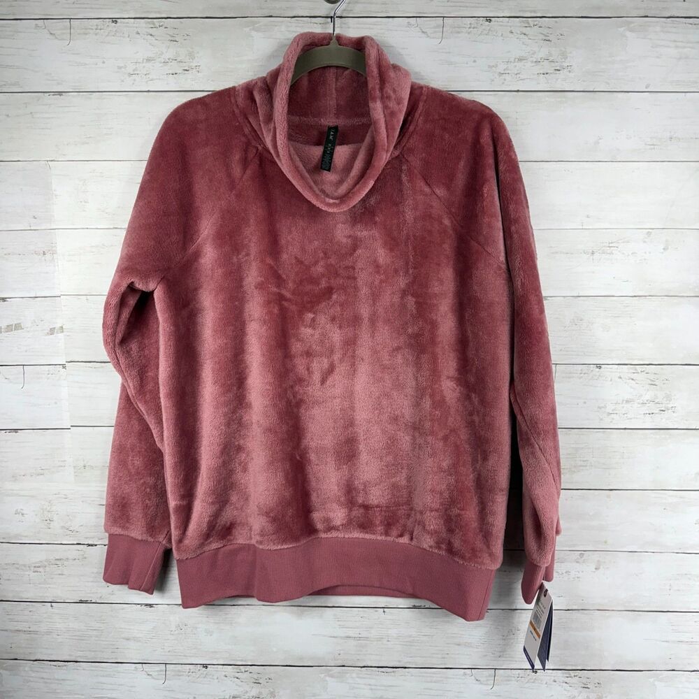 Gaiam Studio to Street Pink Fuzzy Turtleneck Sweatshirt